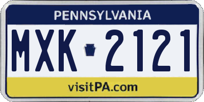PA license plate MXK2121
