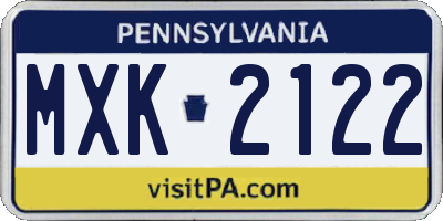 PA license plate MXK2122