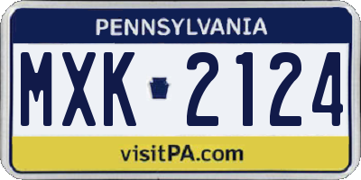 PA license plate MXK2124