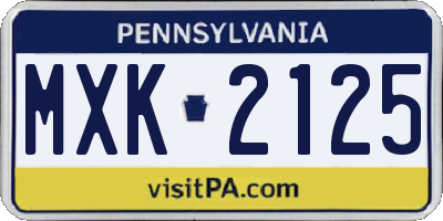 PA license plate MXK2125