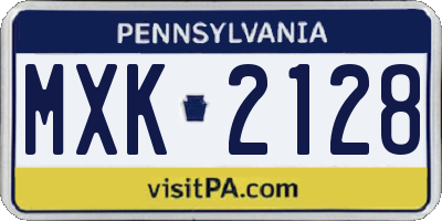 PA license plate MXK2128