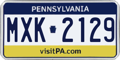 PA license plate MXK2129