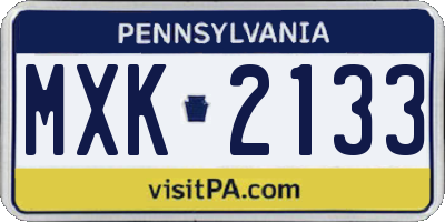 PA license plate MXK2133