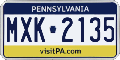 PA license plate MXK2135
