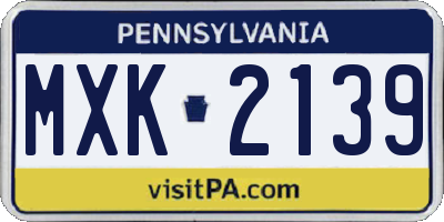 PA license plate MXK2139