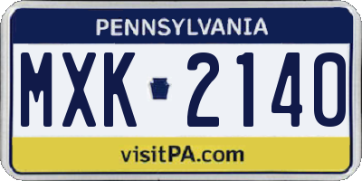 PA license plate MXK2140