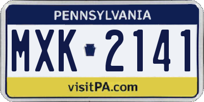 PA license plate MXK2141