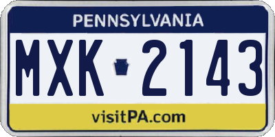 PA license plate MXK2143