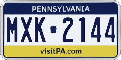 PA license plate MXK2144