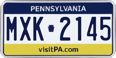 PA license plate MXK2145
