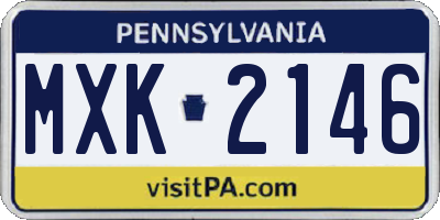 PA license plate MXK2146