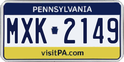 PA license plate MXK2149