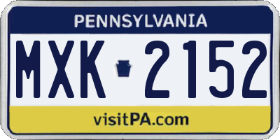 PA license plate MXK2152