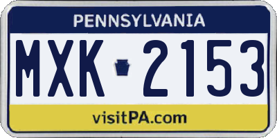 PA license plate MXK2153