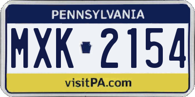 PA license plate MXK2154
