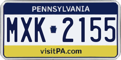 PA license plate MXK2155