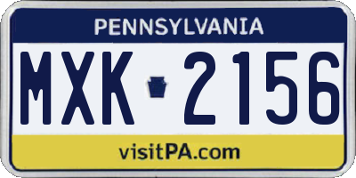 PA license plate MXK2156