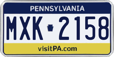 PA license plate MXK2158