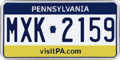 PA license plate MXK2159