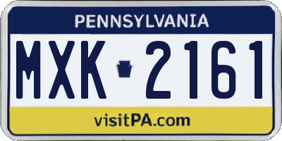 PA license plate MXK2161