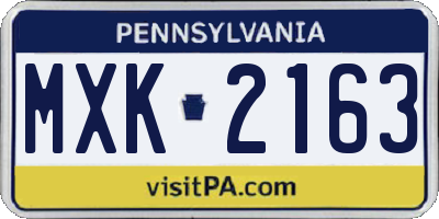 PA license plate MXK2163