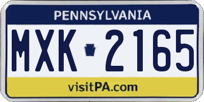 PA license plate MXK2165