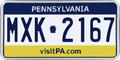 PA license plate MXK2167