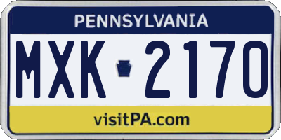 PA license plate MXK2170