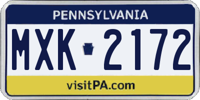 PA license plate MXK2172