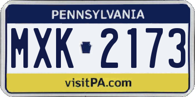 PA license plate MXK2173