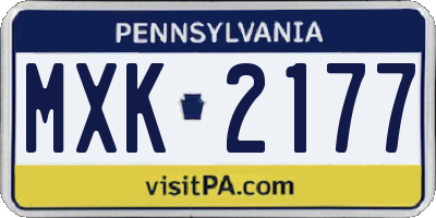PA license plate MXK2177