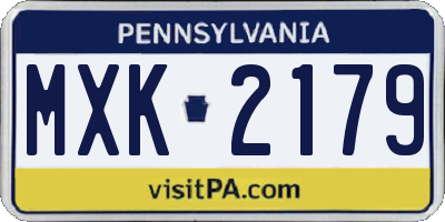 PA license plate MXK2179