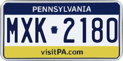 PA license plate MXK2180