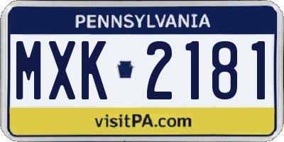 PA license plate MXK2181