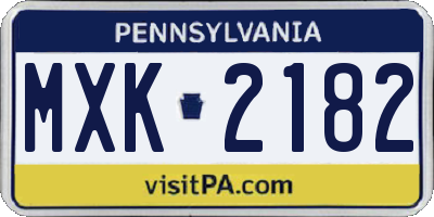 PA license plate MXK2182
