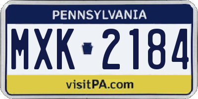 PA license plate MXK2184