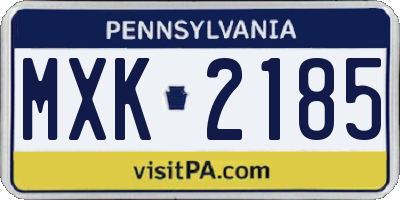 PA license plate MXK2185