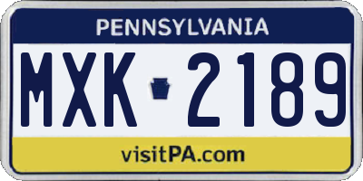 PA license plate MXK2189
