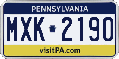 PA license plate MXK2190