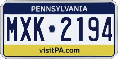 PA license plate MXK2194
