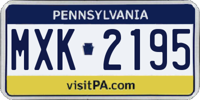 PA license plate MXK2195