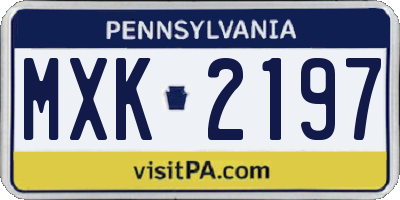 PA license plate MXK2197