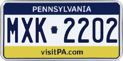 PA license plate MXK2202