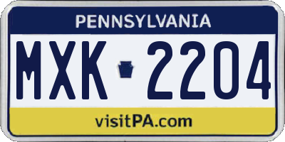 PA license plate MXK2204