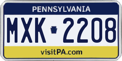 PA license plate MXK2208