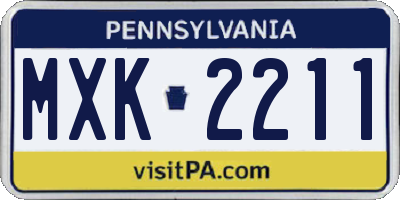 PA license plate MXK2211