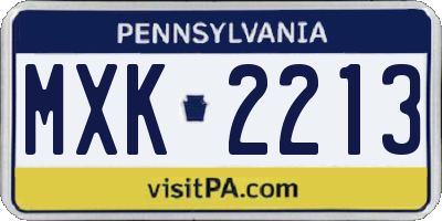 PA license plate MXK2213