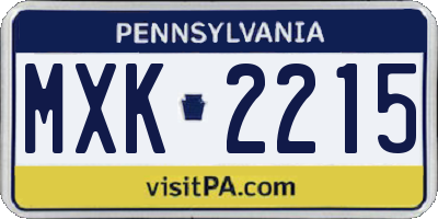 PA license plate MXK2215
