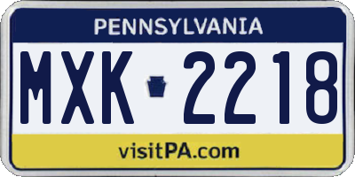 PA license plate MXK2218
