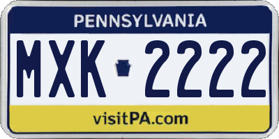 PA license plate MXK2222